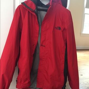 North Face Red/Black Rain jacket with Hood
